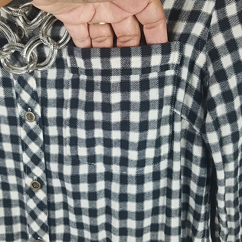 Lucky Brand, 0005, Black/White checkered top, Sz S - Picture 3 of 11